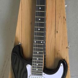 RockJam Black Electric Guitar with Guitar Bag