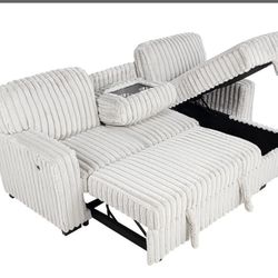 -Sofa Bed w/ Luxurious Soft Corduroy Fabric