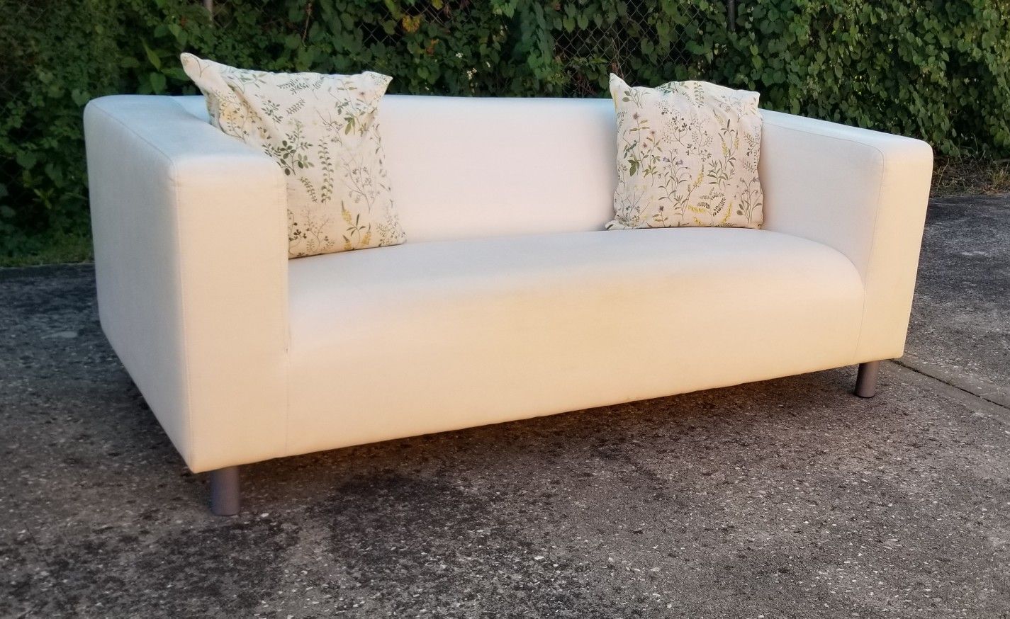 Beautiful White IKEA KLIPPAN Leather Loveseat Sofa