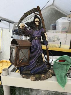 Grim Reaper Skeleton Lamp Light Halloween Lantern Figure Veronese Sickle