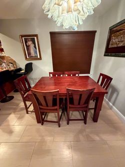 Cherry Wood Dining Table with 6 Chairs