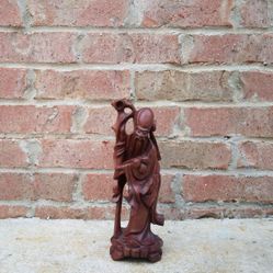 Vintage Asian Handcarved Wood Wise Man Sculpture 