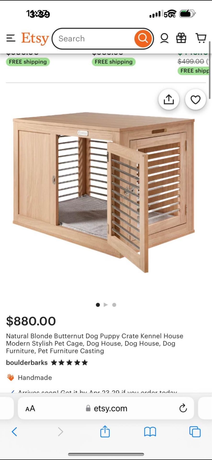 White Oak Dog Crate