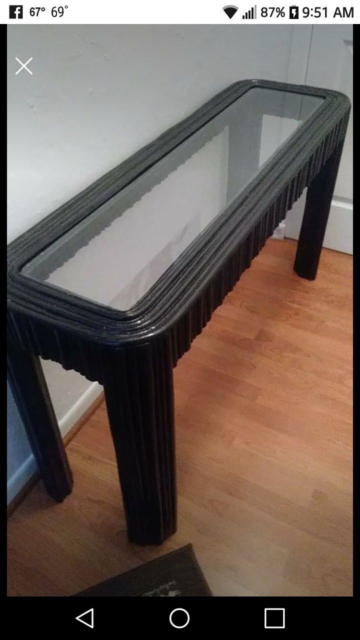 Bamboo Black and glass sofa table