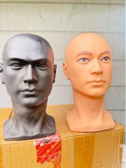 Male Mannequin Head, PVC Manikin Head with Mount Hole, Durable Professional Display Styling Heads for Hats, Wigs and Headdress, Black