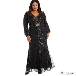 Sz 16 Long Sequin Mesh Gown new R&M Richard’s 