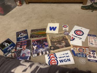 Chicago Cubs Memorabilia Fan Lot - 2016 Champions Issue, Decals, Tote Bag