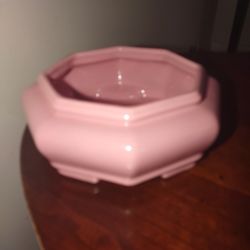 VTG HAEGER POTTERY USA LIGHT PINK GLAZED FOOTED OCTAGON