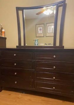 Dresser 6 Drawer Mirror Solid Wood Bedroom