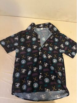 Anaheim Ducks All Over Print Button Up Shirt Adult Medium NHL Hawaiian Camp Shirt