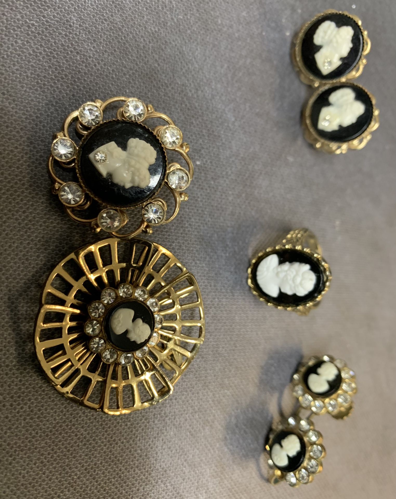 Vintage Black Cameo— victorian Revival Style