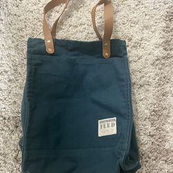FEED Projects canvas market tote faux leather straps, in like new condition