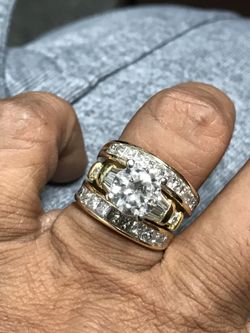 14k diamond ring set 18k 3 carat diamond middle