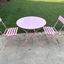 Patio Furniture Set w/ 2 Chairs, Bistro Table - Pink