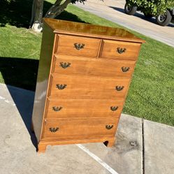 Mid Century Chest Of Drawers Highboy Dresser With Dovetail Drawers.