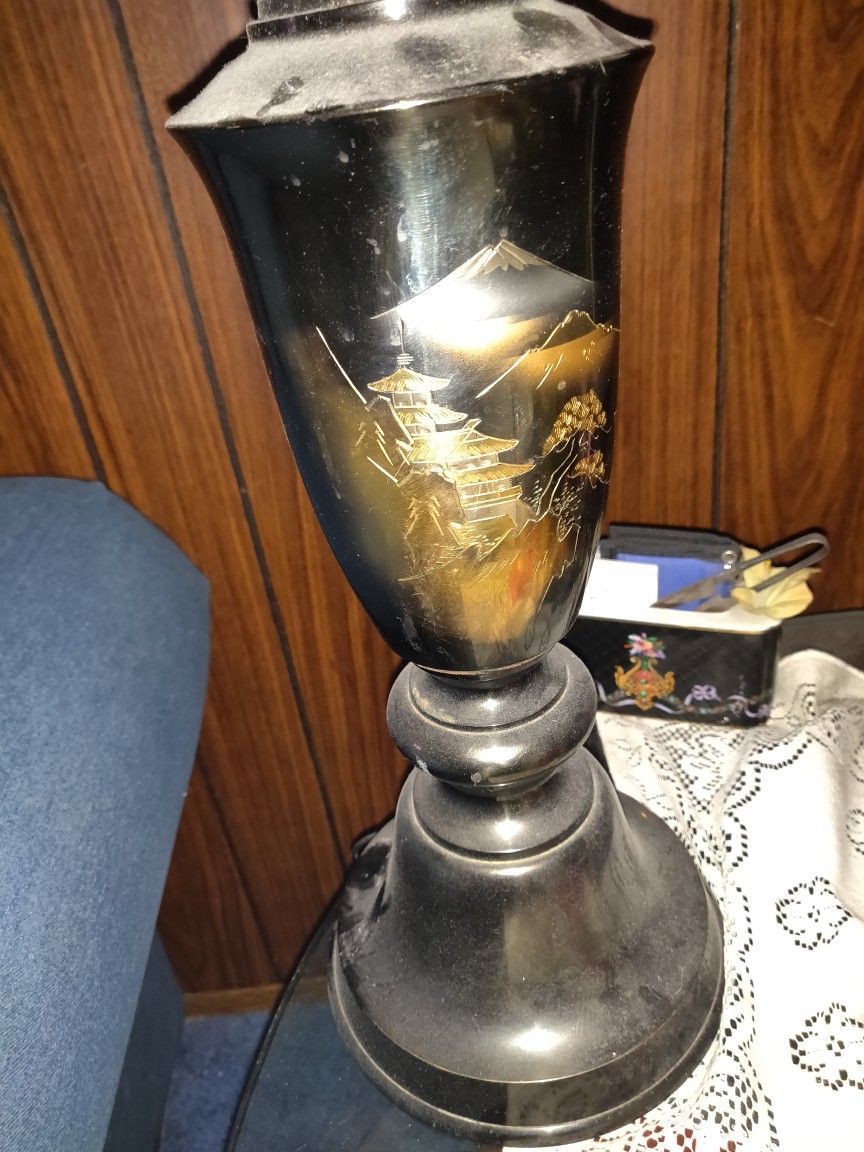 Vintage Asian Silk Lamp