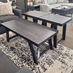 NEW 3PC OCCASIONAL TABLE SET BLACK AND PEWTER COLOR || SKU#ASHT414