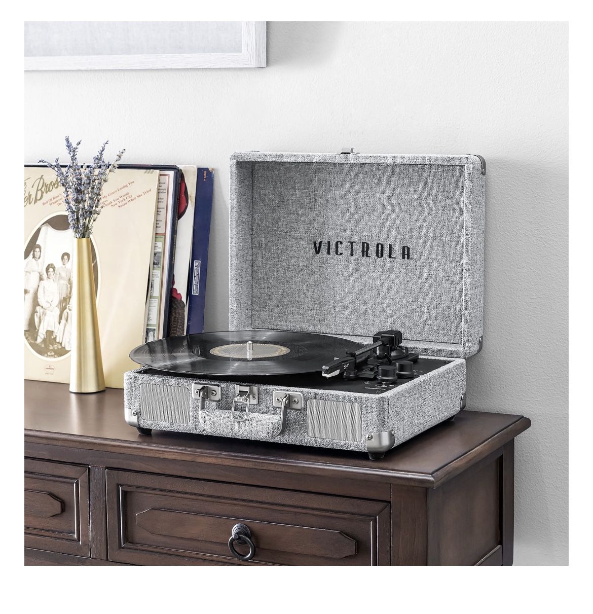 Victrola Journey+ Signature Bluetooth Suitcase Record Player- Grey