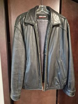 Leather jacket, men's M, black, Kirkland