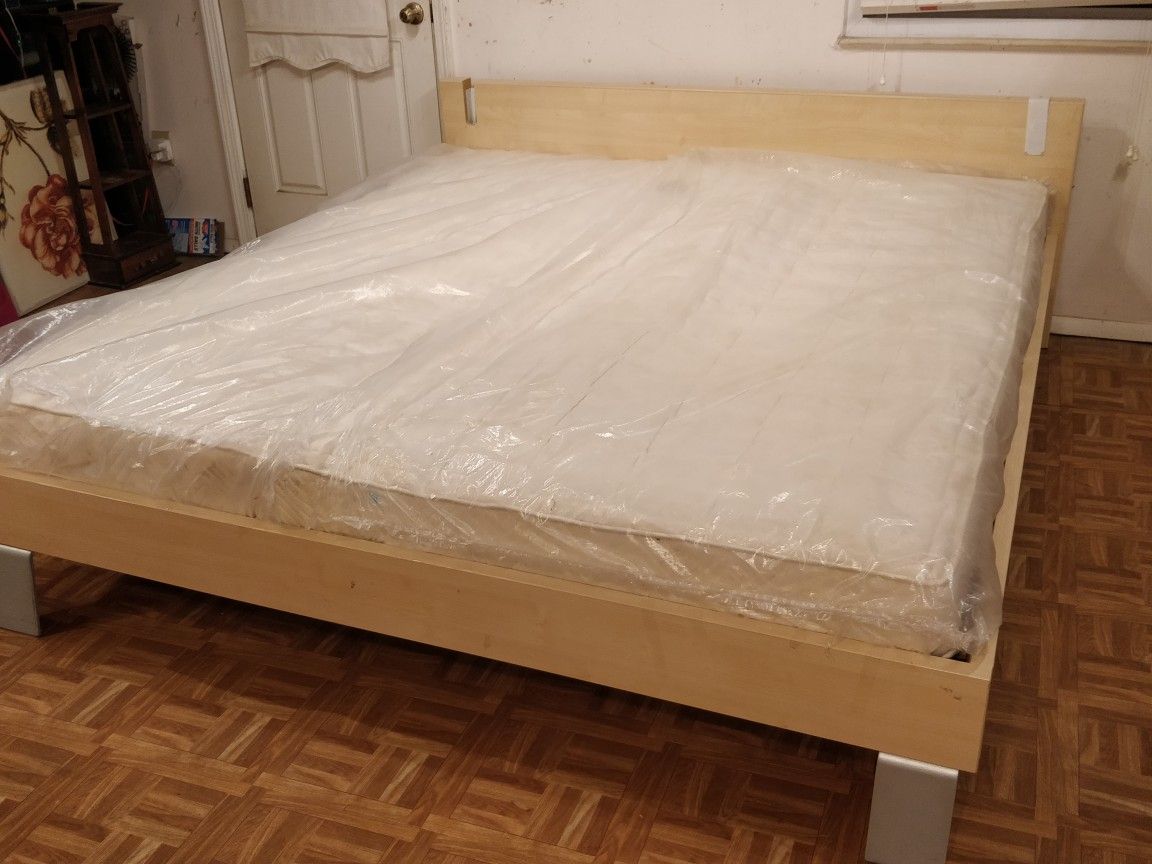 King size bed frame with mattress in good condition