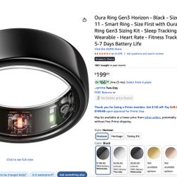 Oura Ring Gen3 Horizon - Black - Size 11