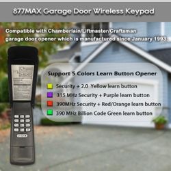 Black Garage Door Opener Keypad Compatible with Liftmaster/Chamberlain/Craftsman Openers, Replace G940EV-P2, 878MAX, 877MAX, 877LM, 377LM, 977LM, Wire