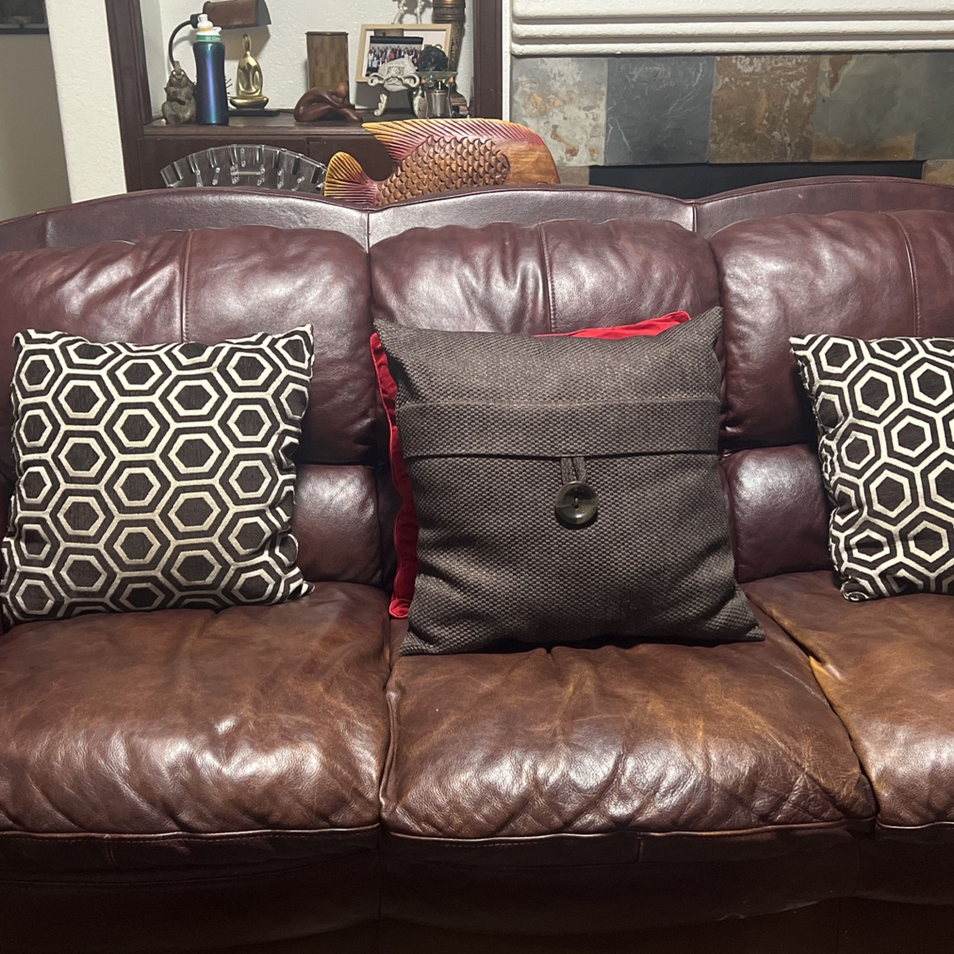 Burgundy, Soft, Leather, Comfortable Couches Cherrie were genuine leather