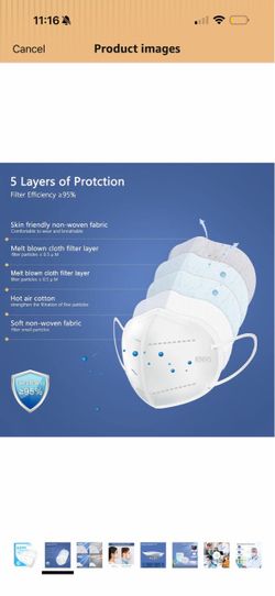 KN95 Face Mask 60 Pack,Individually Wrapped 5-Layer face Masks,Filter Efficiency≥95% 133 1000 pcs