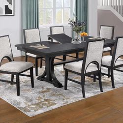 Brand New Black & White 7pc Dining Table Set 