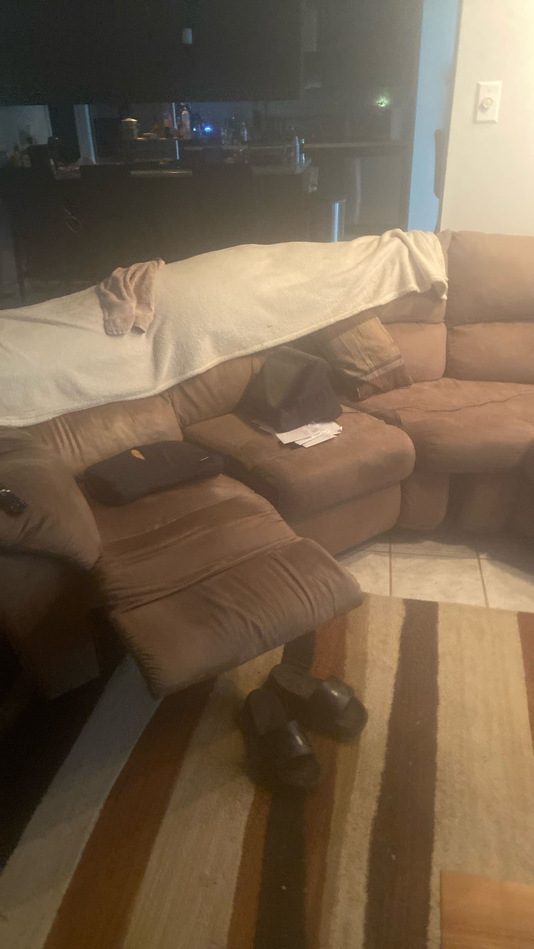 Two Piece Sectional With Recliners On Both Ends