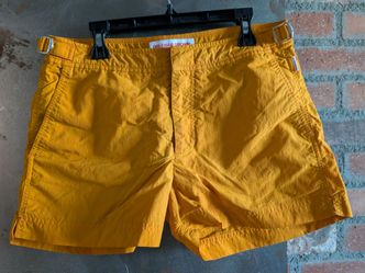 Orlebar Brown Springer Swim Shorts Mens Size 30 Saffron Yellow Side Adjusters