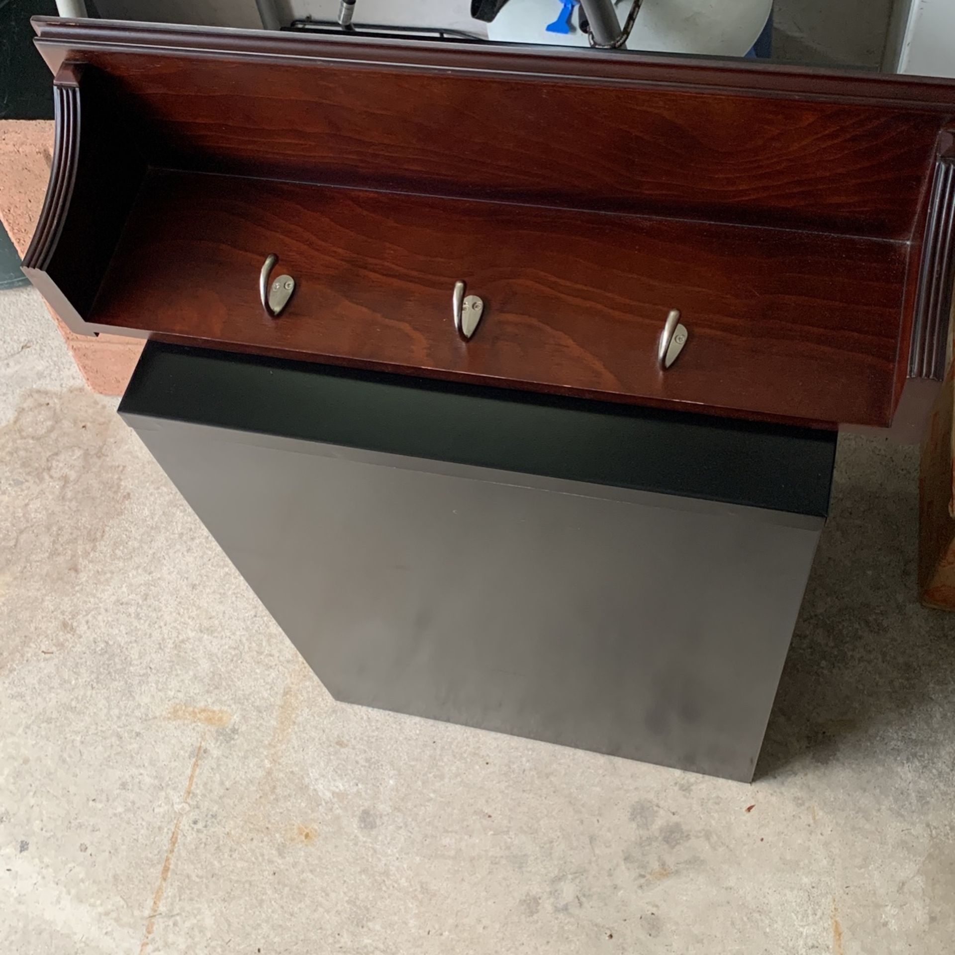 Shelf with 3 Coathanger Hooks 24” long x 6 1/2 “wide