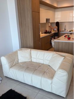Beige Leather Couch