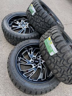 22x10 NEW XM STREET  RIMS  6 LUG TIRES 33x12.50R22 LT FITS CHEVROLET SILVERADO 1500 , TAHOE,GM SIERRA ,SUBURBAN CADILLAC,CHEVROLET, SILVERADO,  TOYOTA