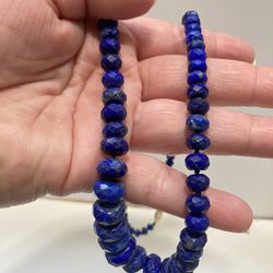 Lapis Lazuli Faceted Graduated Necklace 14k Clasp