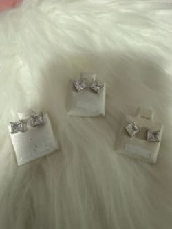 Square 925 silver Stud Earrings Set