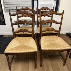 Vintage Chairs: Artistica (Brand) French Country Ladder Back Rush Seat. Qty:4