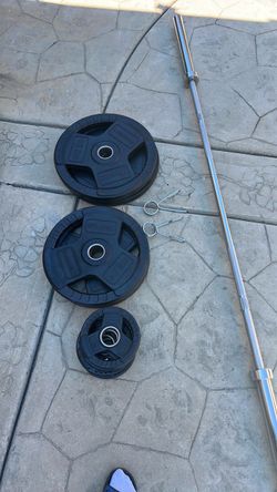 Olympic Barbell and Weight Plate Set