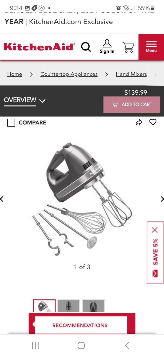Kitchenaid 9speed Hand Mixer