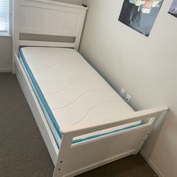 Wood bed frame with twin mattress - moving sale