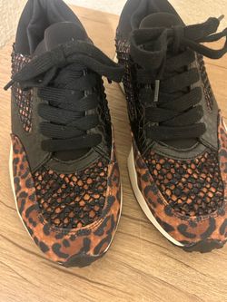 Leopard Print Sneakers with Black Mesh