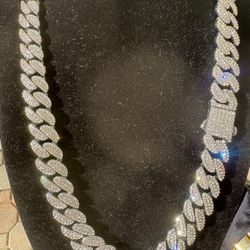 Iced Out Cuban Chain CZ Silver 20” Brass Alloy