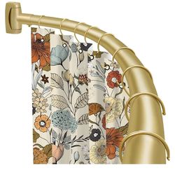 9973: New Curved Shower Curtain Rod 35-82In (2.9-6.8Ft), Gold Round Rustproof Shower Rod for Bathroom Bathtub, Adjustable Arched Shower Curtain Rod, N