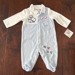 Striped Blue Baby One Piece