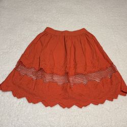 ASOS Design Women Orange Floral Embroidered Midi Skirt