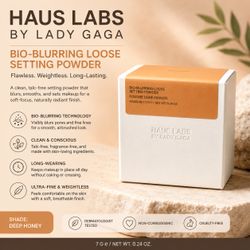 HAUS LABS by Lady Gaga Bio-Blurring Loose Setting Powder – Deep Honey | Talc-Free | 7g / 0.24 oz