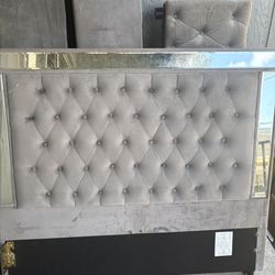 Upholstered queen bed frame