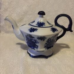 Blue And White Floral Teapot. Read Description.