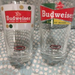 Vintage Retro Budweiser Glass Set