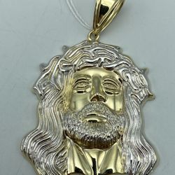 10kt Two Tone Gold Jesus Pendant